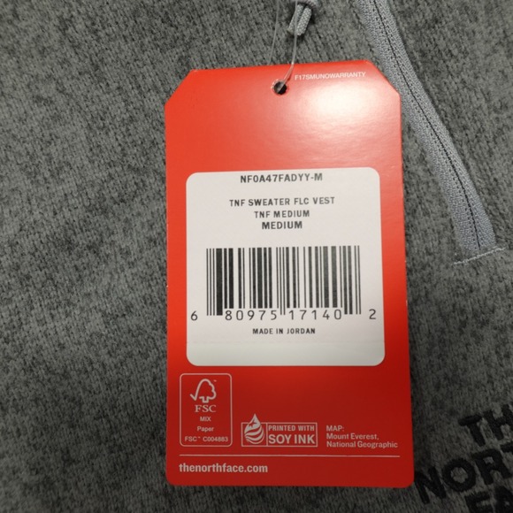 The North Face Vest Size Medium Gray Sweater Fleece Full Zip Gorpcore Logos NEW - Picture 7 of 13